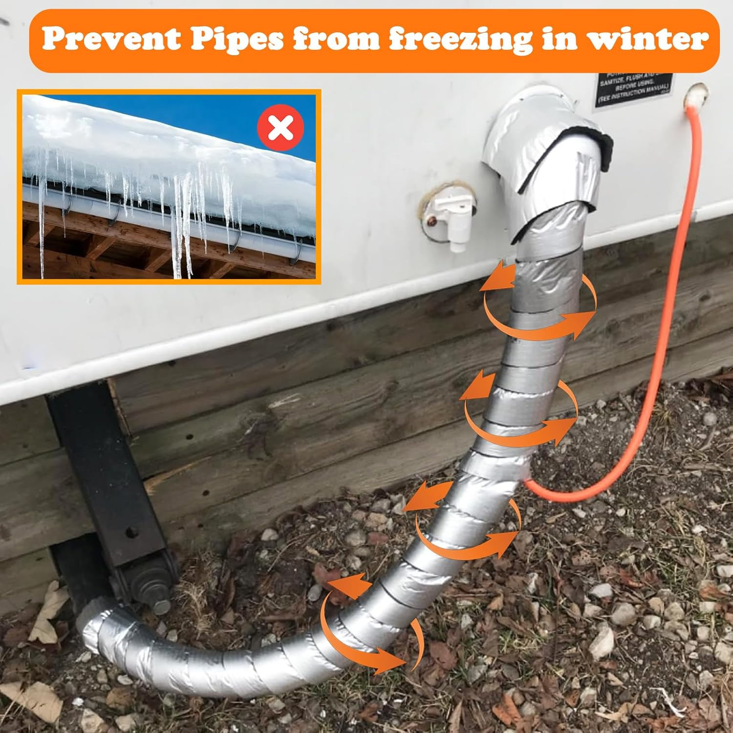 KAIHENG 32.8FT Pipe Insulation Tape Wrap, Aluminum Foil Pipe Foam Insulation Tape, Self Adhesive Outdoor Winter Cold Hot Water Pipe Winterizing, Heat Preservation, 2INX 32.8FT image number 1