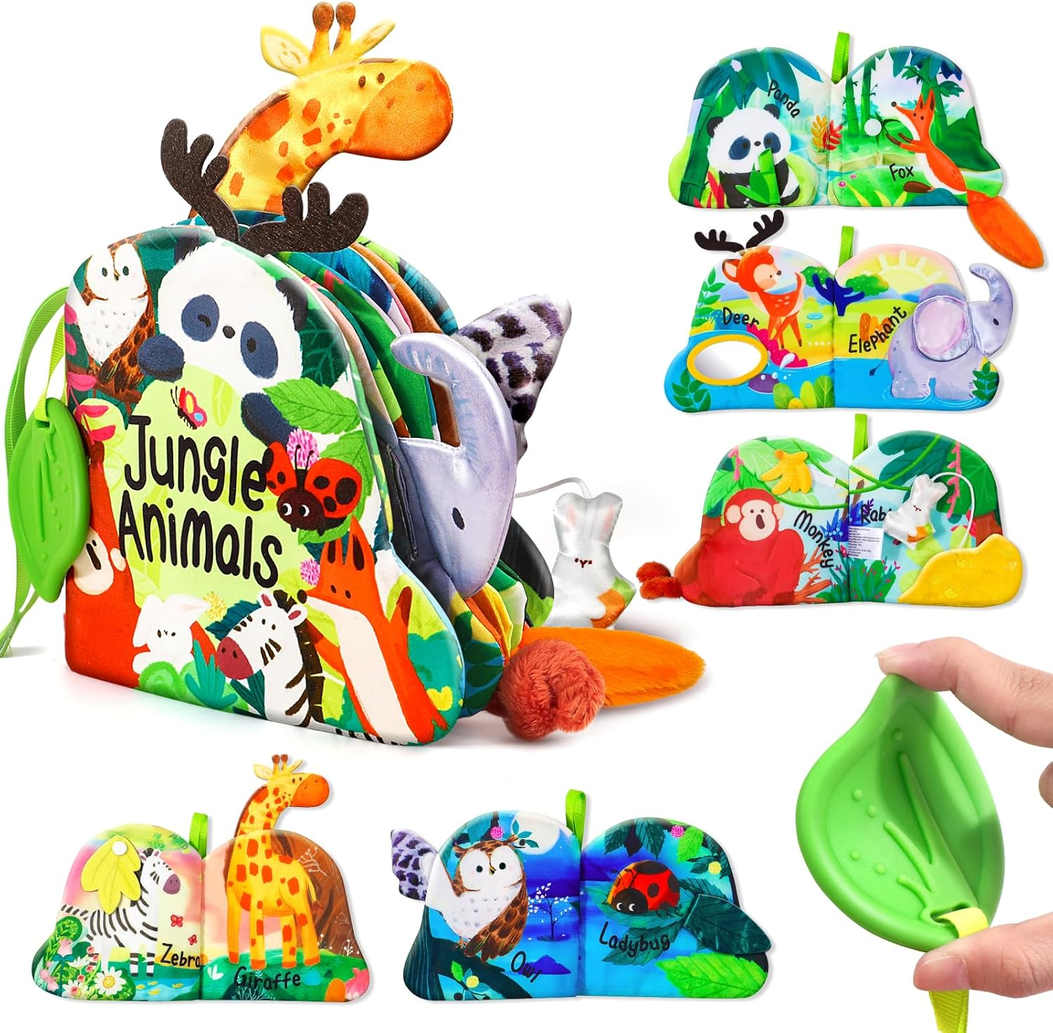 Baby Books 0-6 Months, Infant Tummy Time Sensory Teething Toys Baby Toys 6 to 12 Months, Touch and Feel Soft Cloth Book, 3D Crinkle Book Toy for Infant Newborn Boys Girls Early Learning image number 1