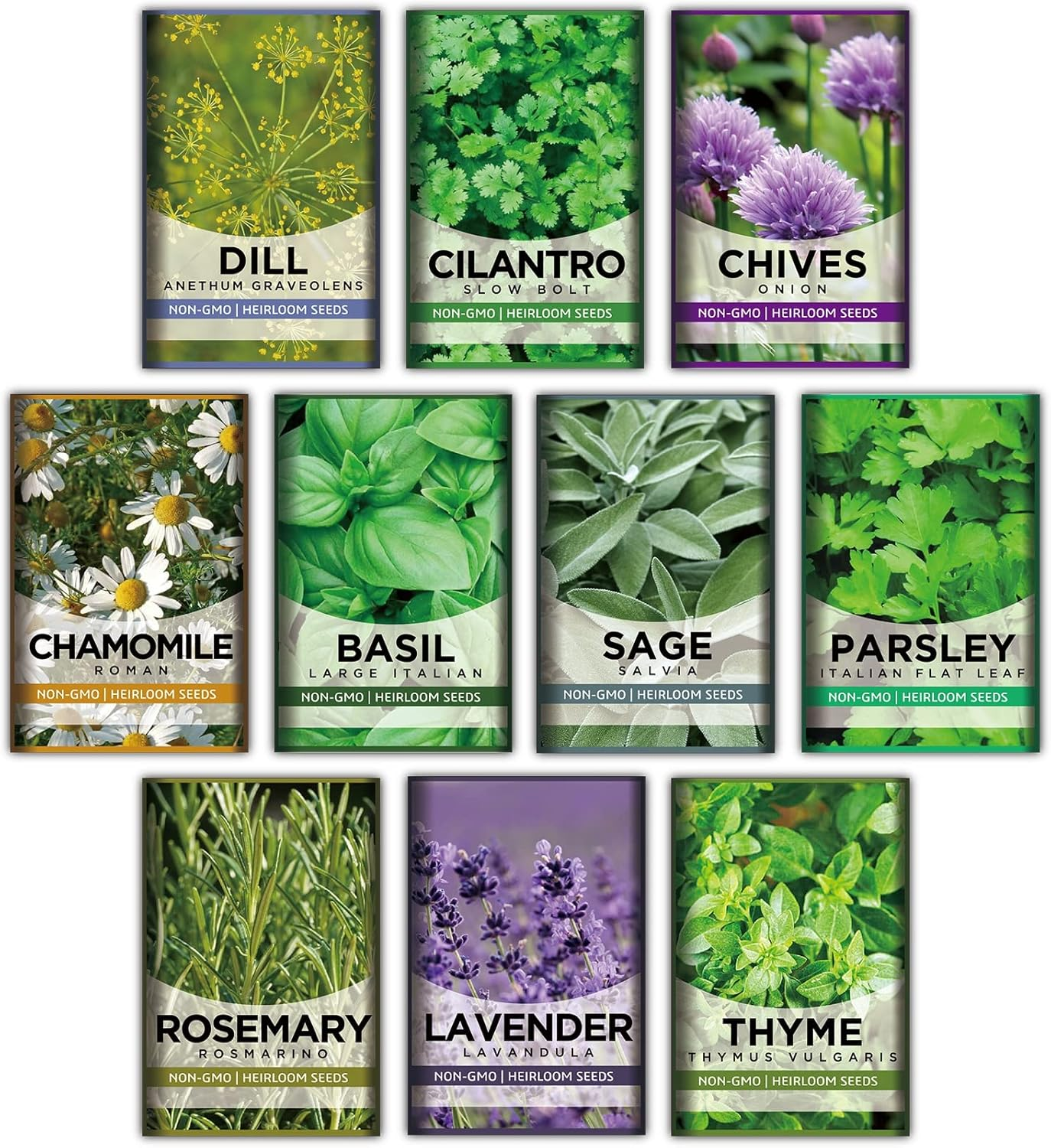 Meekear 10 Kit Non-Gmo Growing into Thyme, Lavender, Chamomile, Dill, Chives, Cilantro, Rosemary, Basil, Parsley, Sage Indoor/Outdoor for Kitchen Windowsill Gardening Gift, 10H04 image number 5