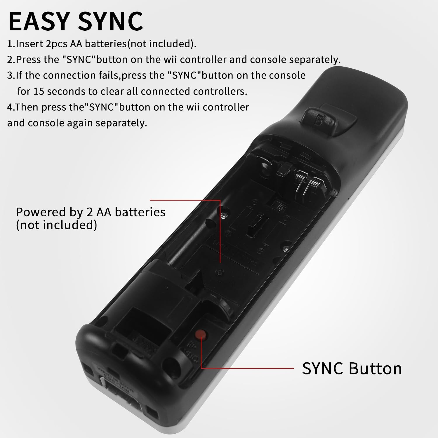 QUMOX Wii Remote Controller and Nunchuck Black Compatible for Wii/Wii U Console (Motion plus Not Included) image number 4