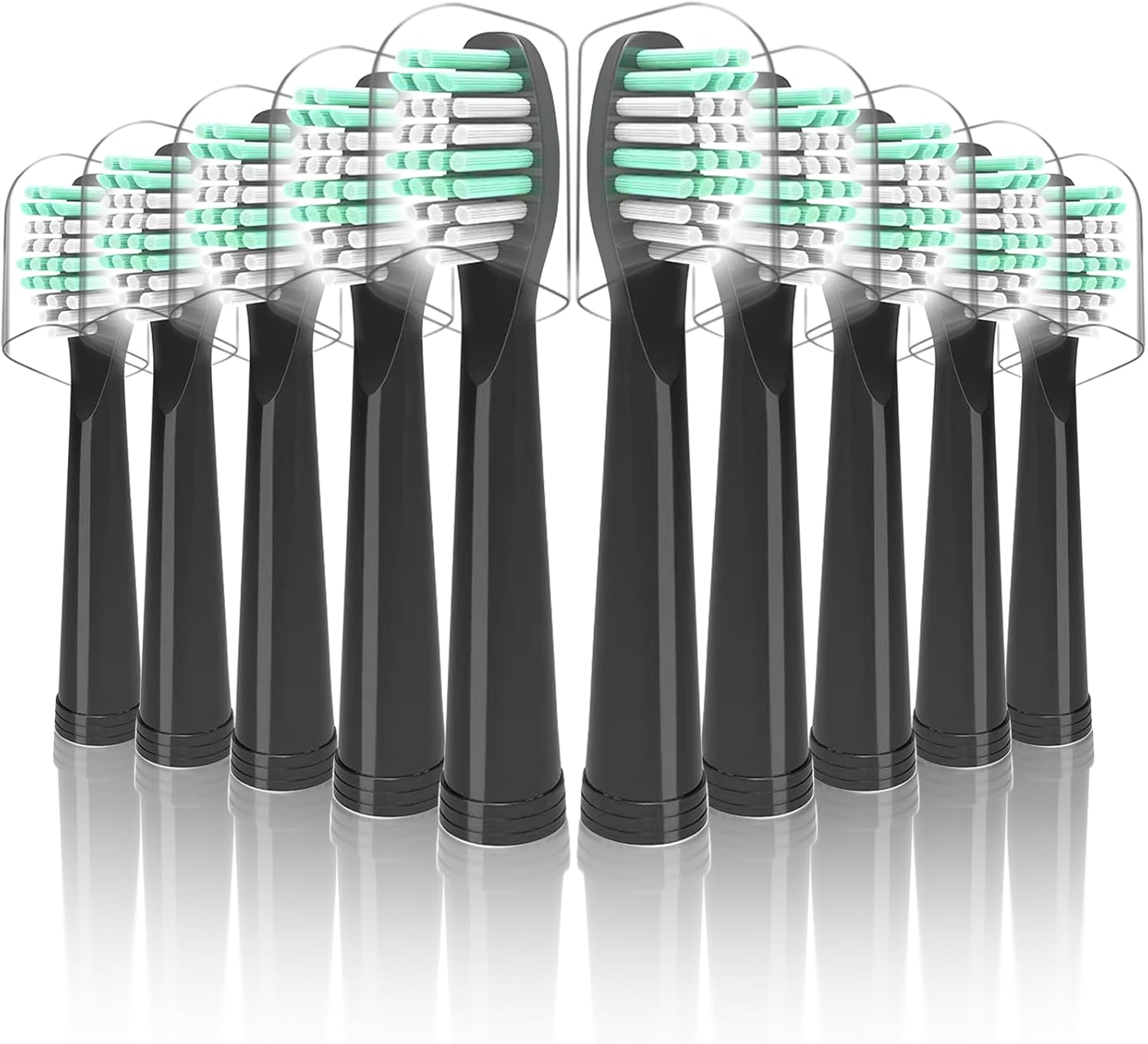 10 Pack Compatible with Rtauys M5 Sonic Electric Toothbrush Replacement Brush Heads with Dust Cover,For Rtauys M5 Sonic Electric Toothbrush (Black, M)