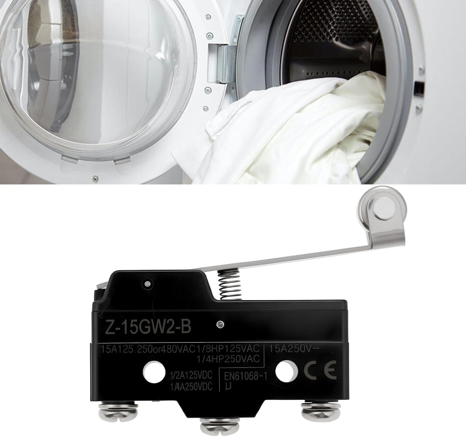 Emsea 2X TM-1703 Micro Switch 15A 250VAC NO/NC SPDT Long Hinge Roller Lever for Switch Detection image number 2
