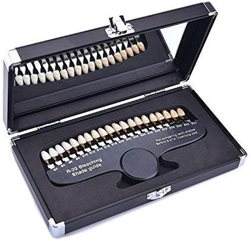 Professional 3D R-20 Teeth Whitening Shade Guide with Mirror, Classical Tooth Bleaching Shade Chart 20 Colors
