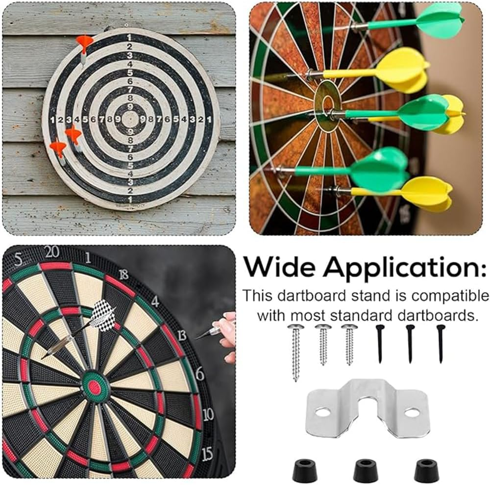 1 Set Dartboard Mounting Bracket Kit,Wall Mounting Kit with Hooks for Dartboard,Hanging Bracket Steel Dart Games, for Wall Closet Cushion Standard Dartboard image number 4