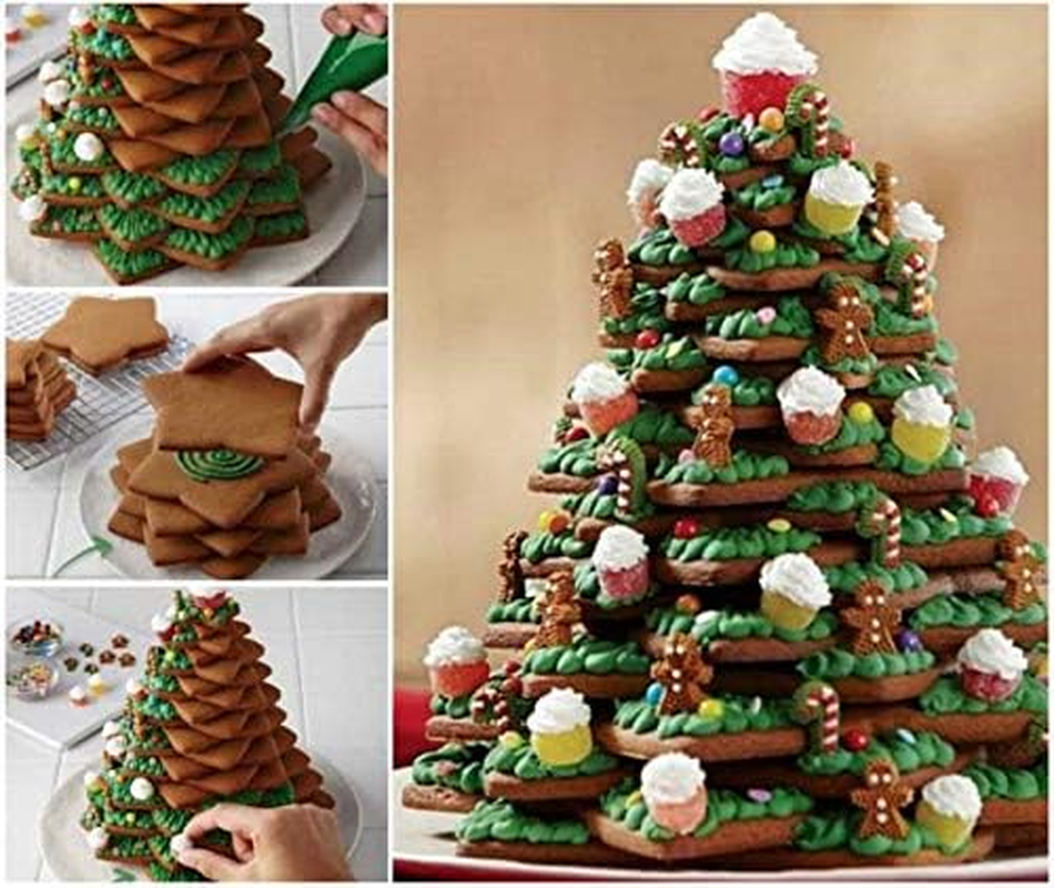 Antallcky Star Cookie Cutter Set-10 Pcs Stainless Steel Six-Pointed-Star Biscuit Molds Fondant Cake Cookie Cutter Set Pastry Mold for Stars Linzer and 3D Christmas Tree Cookies image number 3