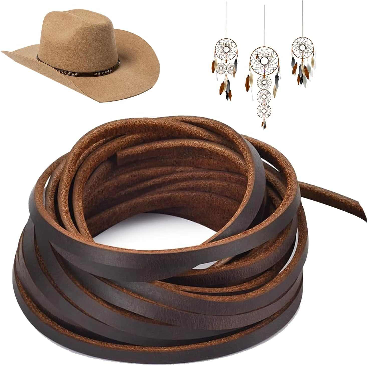 5M Braided Leather Cord,Cowhide Rope Necklace Cord,Flat Genuine Natural Laces,Dark Brown Leather Straps for Crafts Jewelry Making, Craft Bracelets, Necklaces, Braiding, DIY Projects image number 6