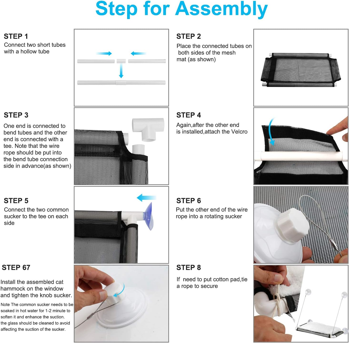 Cat Window Perch Hammock Seat with Free Fleece Blanket - 2023 Latest Screw Suction Cups, Extra Large Sturdy Bed, Resting Seat for Two Large Cats, White, Indoors (One Extra Suction Cup) image number 2