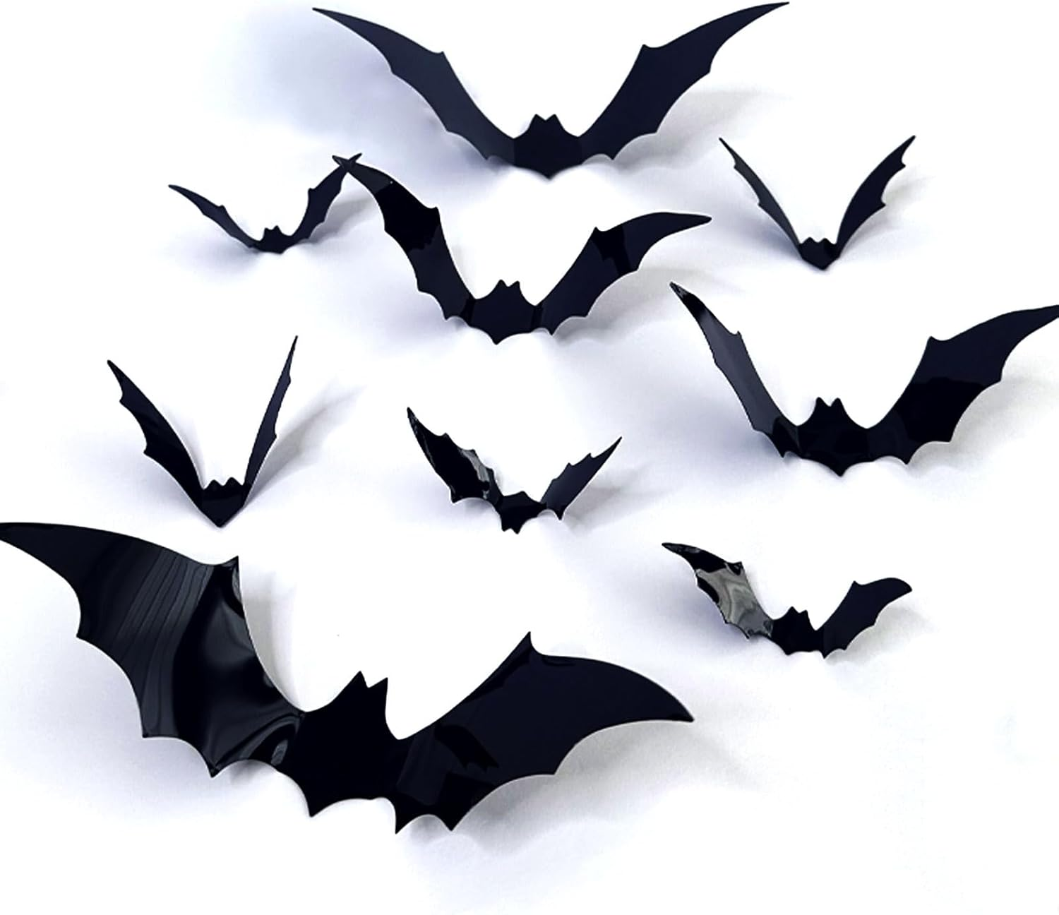 Halloween Large 3D Bats Wall Decor - 124Pcs PVC Scary Stickers for Party Decorations, Indoor Outdoor DIY Home Window Door Decor (Large) image number 1