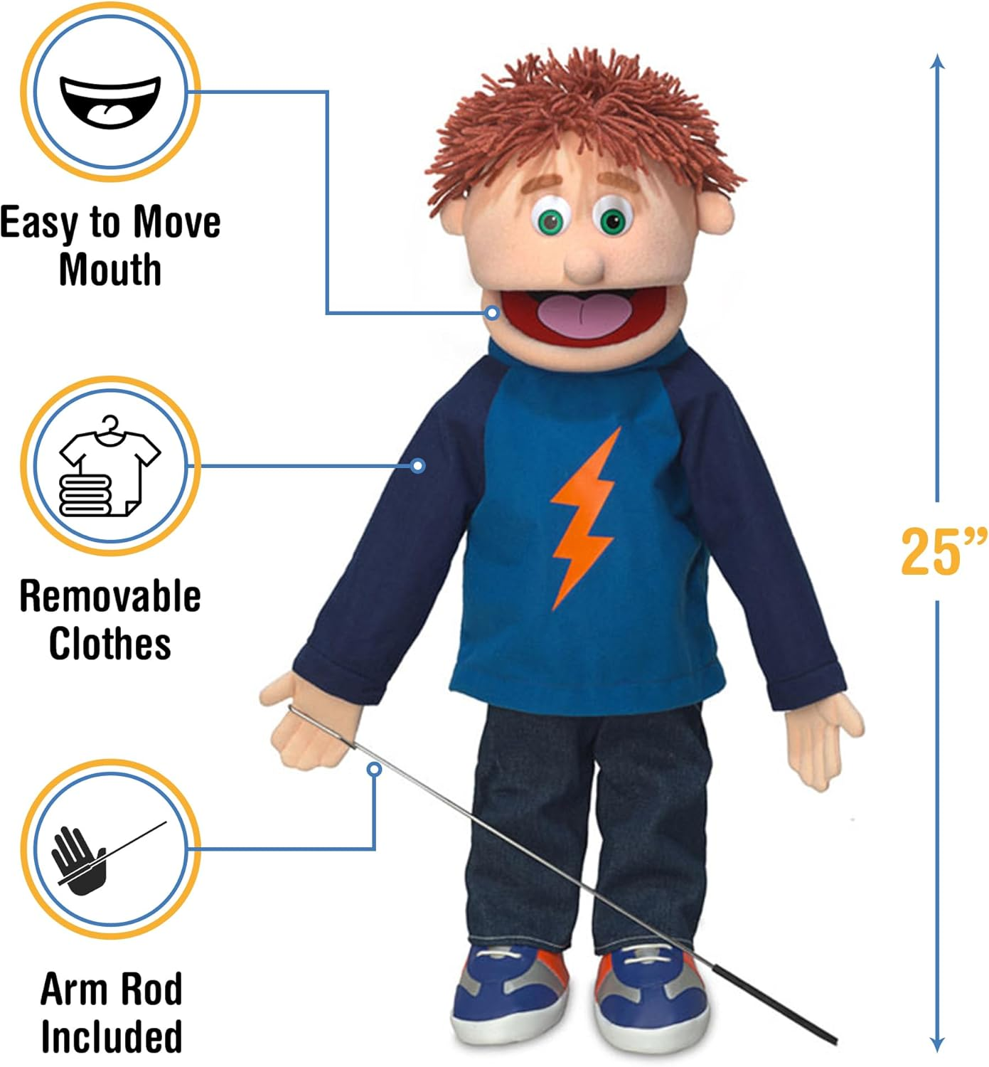 Tommy, Peach Boy, Full Body, Ventriloquist Style Puppet, 65Cm image number 2