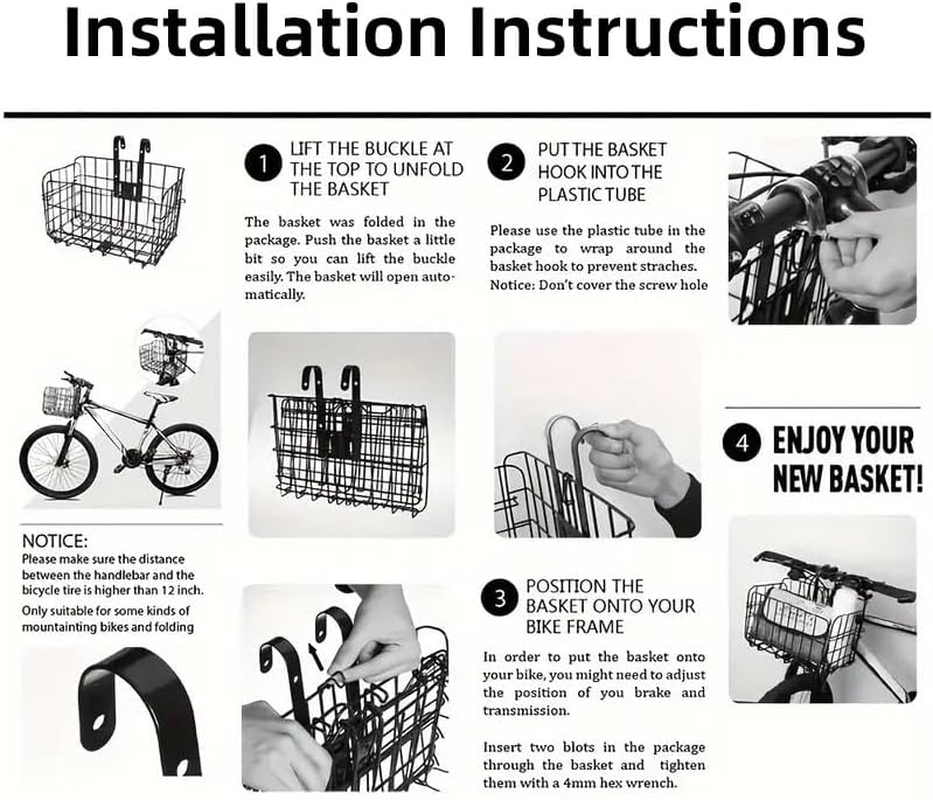 AIMALL Folding Metal Bike Basket Front and Rear Bicycle Storage Basket 12.8 X 7.9 X 8.7 Inches for Mountain and Folding Bikes image number 2