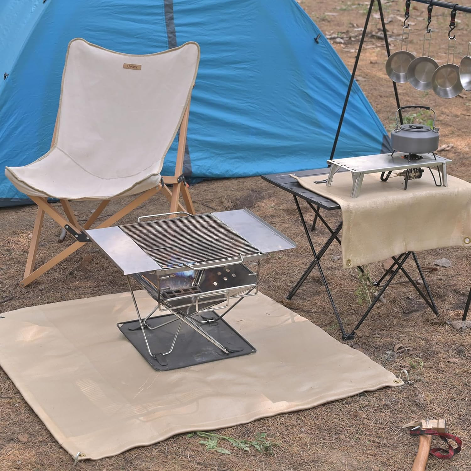 TRIWONDER Fire Blanket Fire Pit Mat under the Grill Protective Deck Patio Grass BBQ Fiberglass Gas Grill Mat Plumber'S Pad Oil Pad Fire Retardant Blanket (Beige, 50X50Cm) image number 5