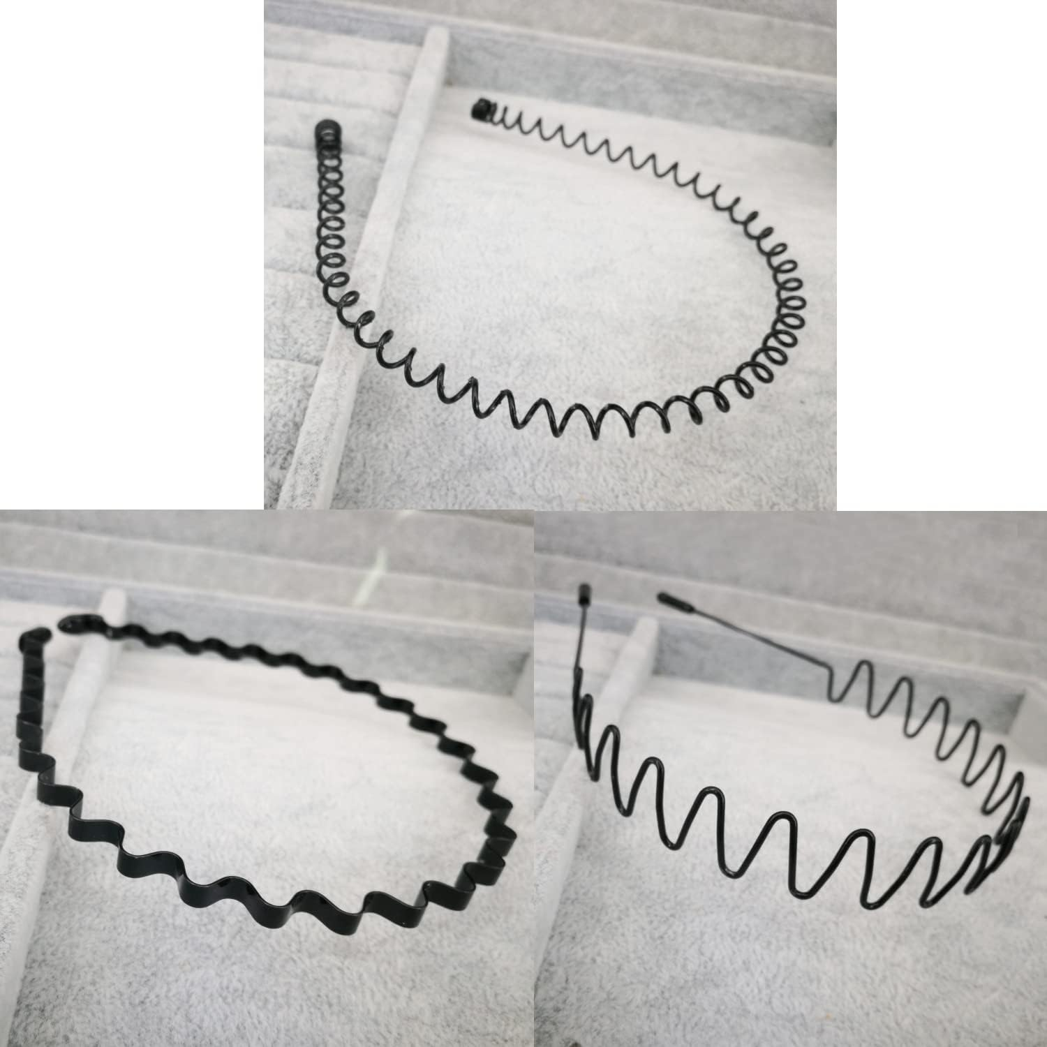 JZK 3 X Black Metal Headband Nonslip Hairband Elastic Hair Accessories for Men and Women for Outdoor Sports and Yoga image number 2