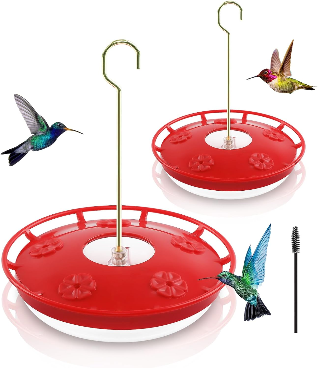 FEED GARDEN 2 Pack 16 OZ Hummingbird Feeders for Outdoor 5 Feeder Ports Ant Bee Proof Leak-Proof Cleaning Brushes Nectar Easy Clean Fill Bird Feeder for Garden Red D&eacute;cor Gifts for Mom image number 4