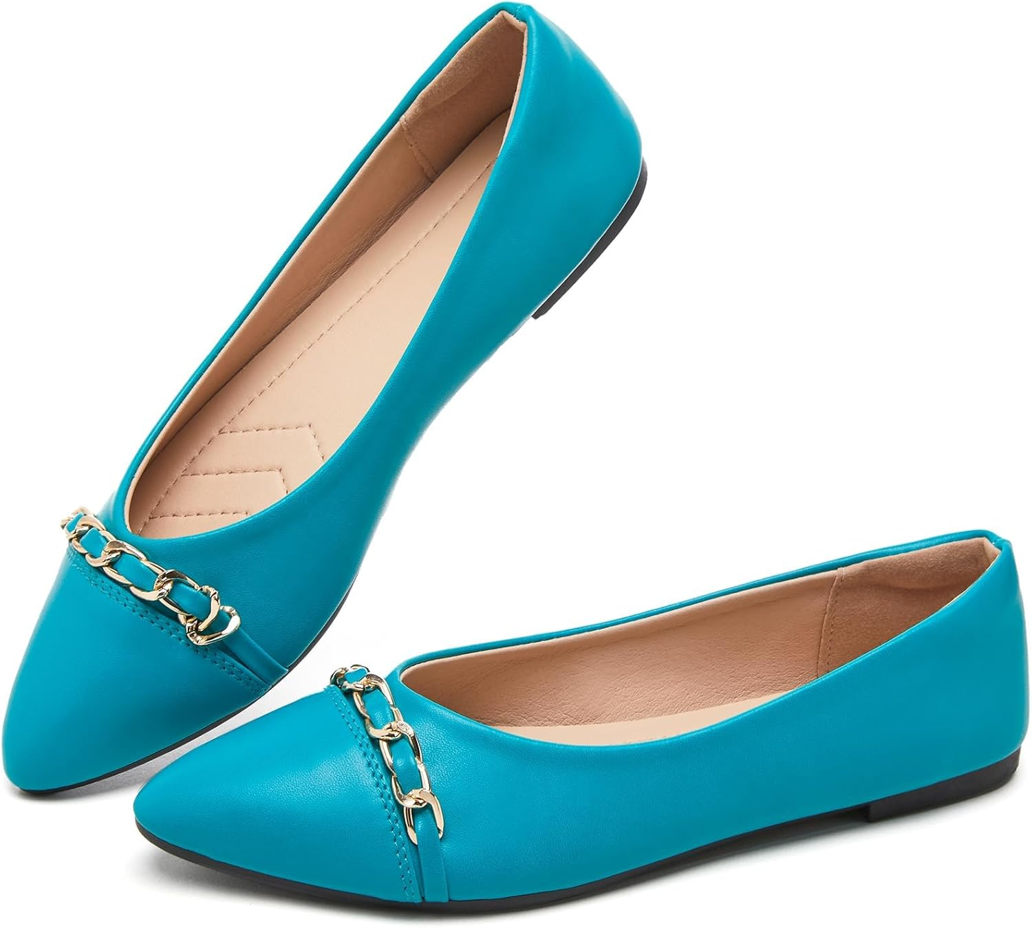 FINIWOR Ballet Flat Shoes for Womens,Pu Leather Dress Shoes,Women Pointed Toe Flat Shoes Casual, Comfortable Slip on Flats Shoes Women