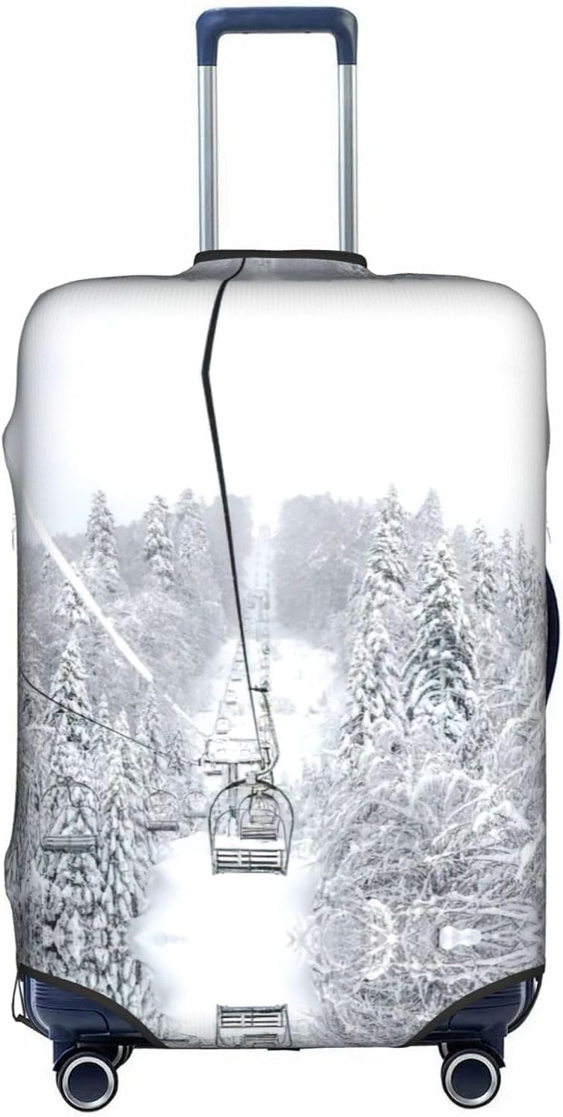 Odddot Winter Old Cable Ski Lift Print Travel Luggage Cover,Suitcase Protector Cover, Washable Baggage Covers,For 18-32 Inch Luggage, Winter Old Cable Ski Lift, Large image number 1