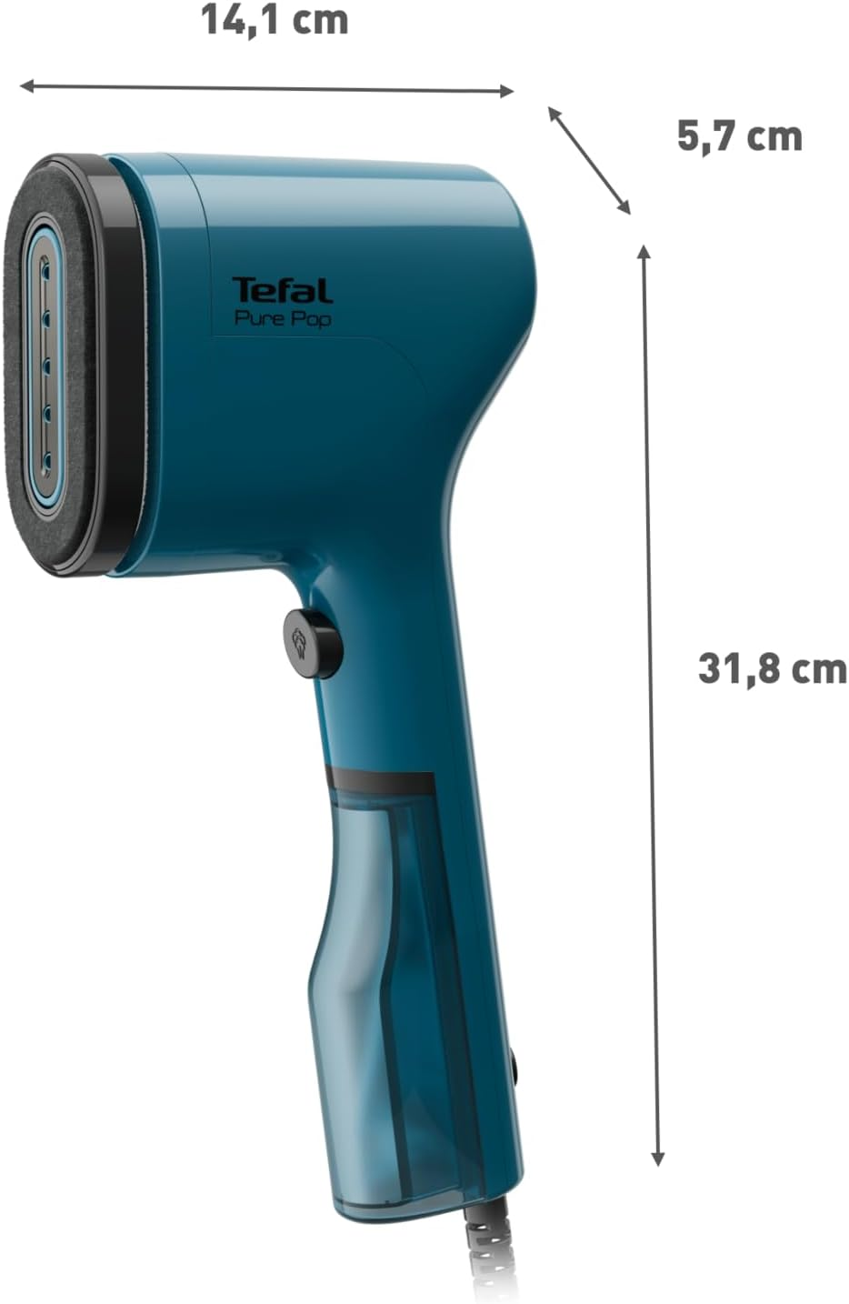 Tefal, Pure Pop Handheld Garment Steamer, 1300W of Power 20G/Min, Garment Care, Reversible Lint Pad, Travel Bag Included, Fast Heat Up - Teal image number 2