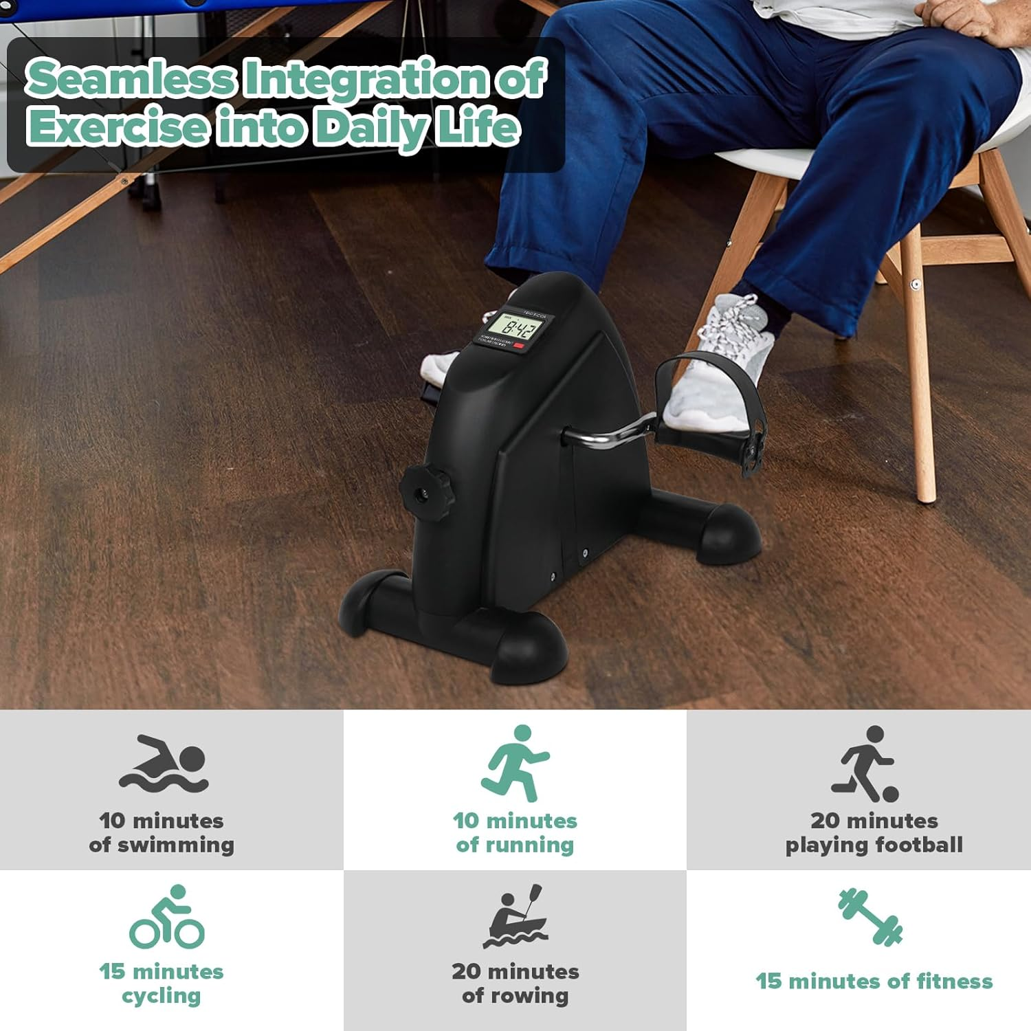 Mini Exercise Bike,Portable Pedal Exerciser,Upgraded Exercise Pedal,Arm & Leg Pedal Machine with LED Display Resistance Adjustable image number 3