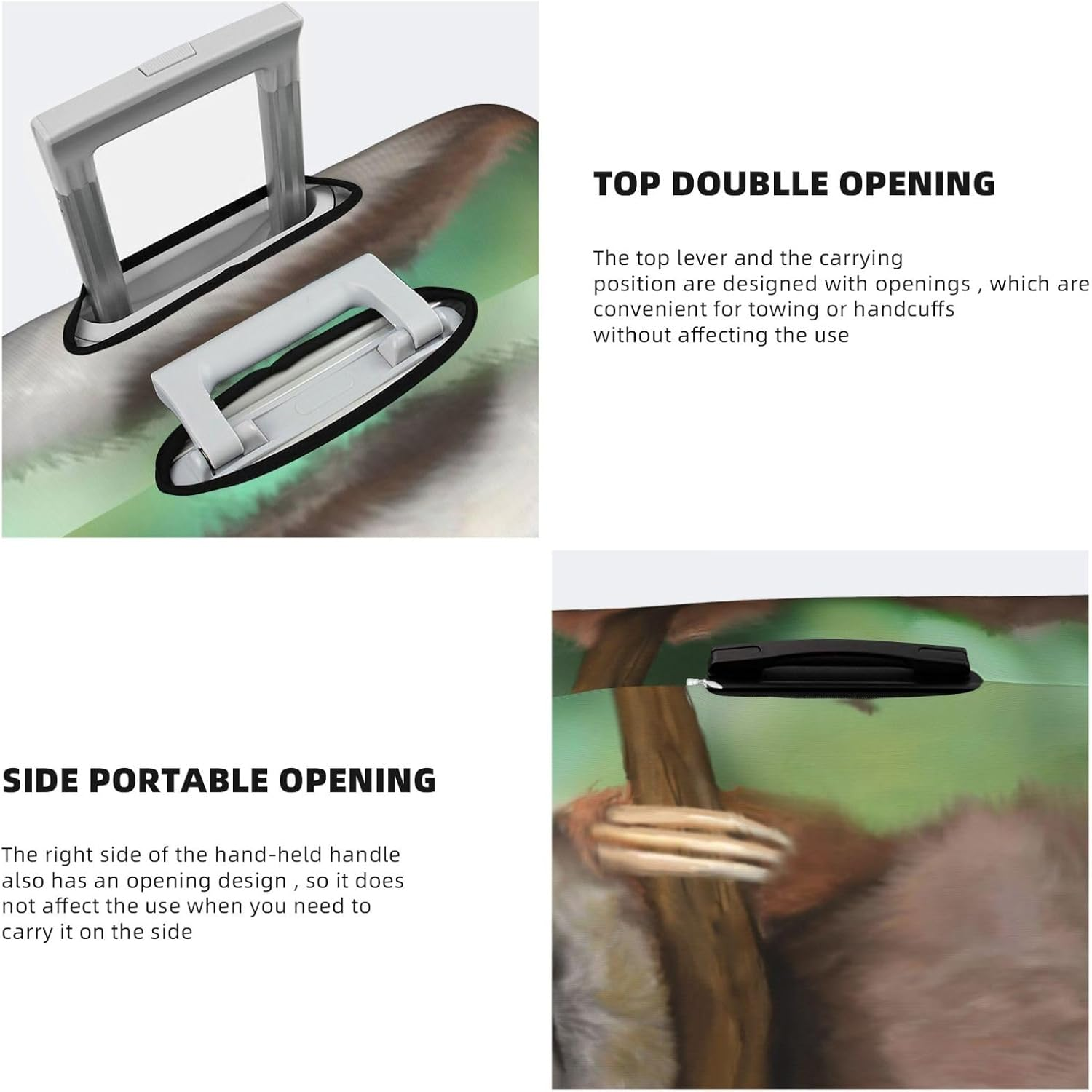 Obabo Serene Coastal Travel Luggage Cover,Washable Suitcase Cover Protector Anti-Scratch Suitcase Cover Fits 18-32 In, Sloth, S image number 4