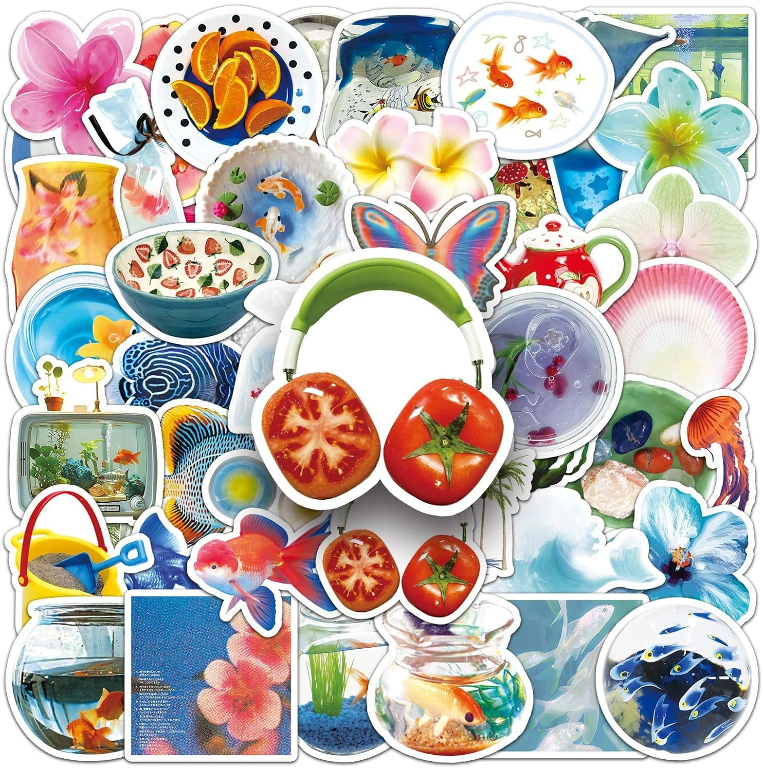 50 PCS Retro Map Stickers for Laptop,Phone,Luggage,Computer,Bicycle,Skateboard,Water Bottle Decals for Children,Teens,Adults,Boys,Girls,Kids Vinyl Waterproof Stickers - Coffee Stickers image number 2