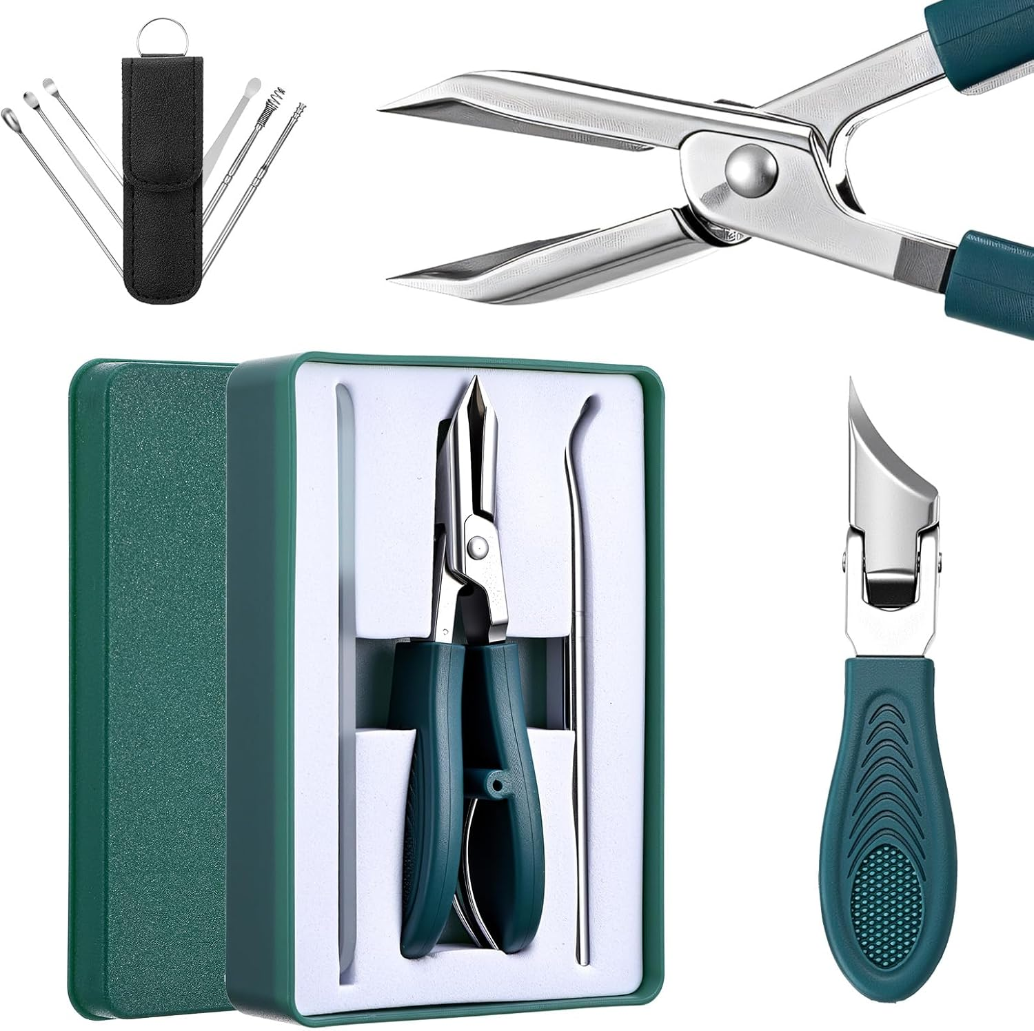 Splashproof 25&deg; Beveled Edge Nail Clippers 3-Piece Set Wide Jaw Opening Anti-Splash Slanted Nail Clipper Long Handle for Women Men Thick and Ingrown Nails Seniors Ingrown Toenail Care image number 6