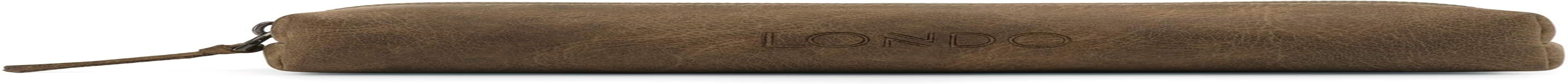 Otto Angelino Genuine Leather Zipper Pen, Pencil & Cosmetic Case(Mink) image number 3