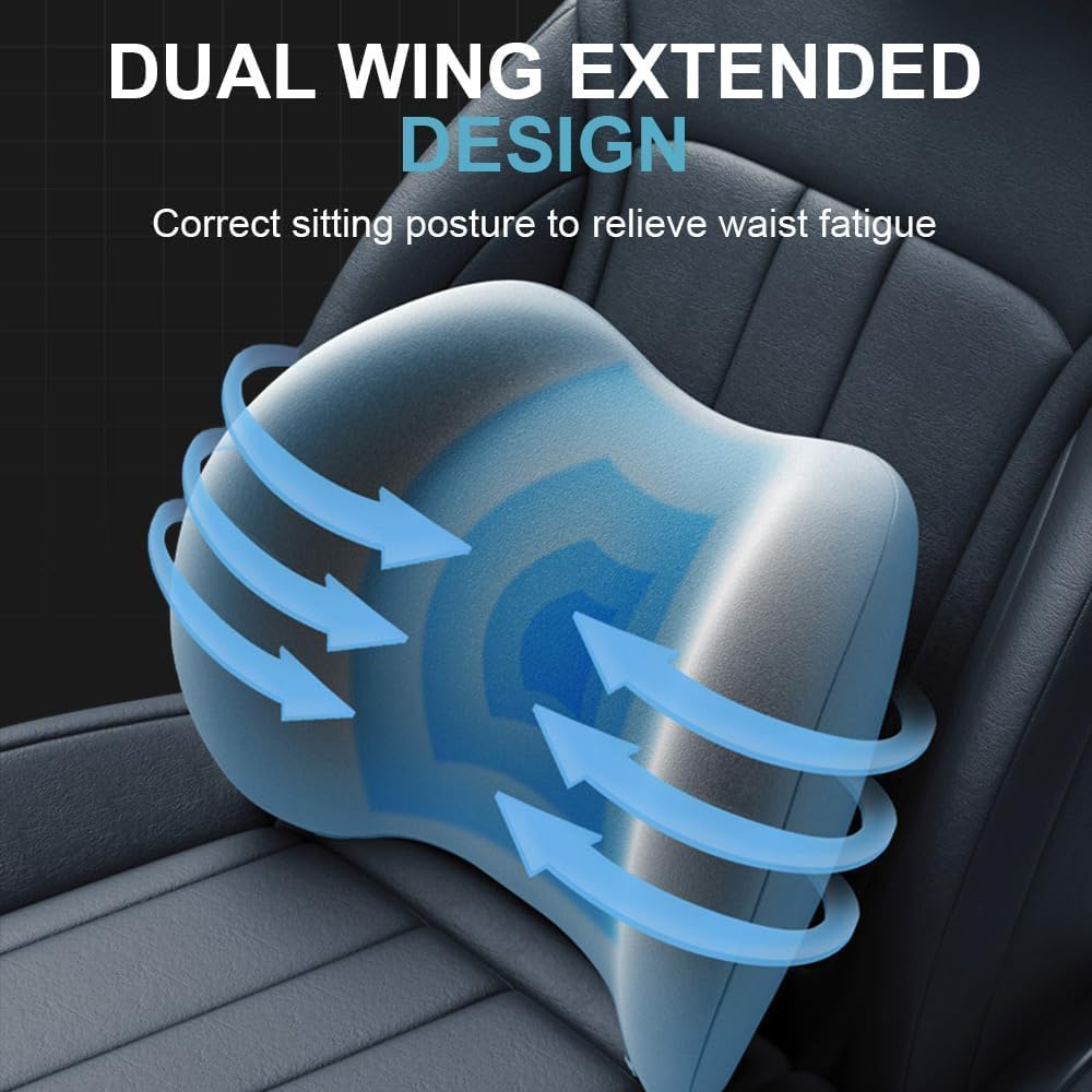 Car Headrest & Lumbar Support Cushion, 2025 New Ergonomic Car Seat Headrest, Memory Foam Car Seat Headrest and Lumbar Support Cushion for Neck and Back Pain Relief (Black) - Coffee image number 2