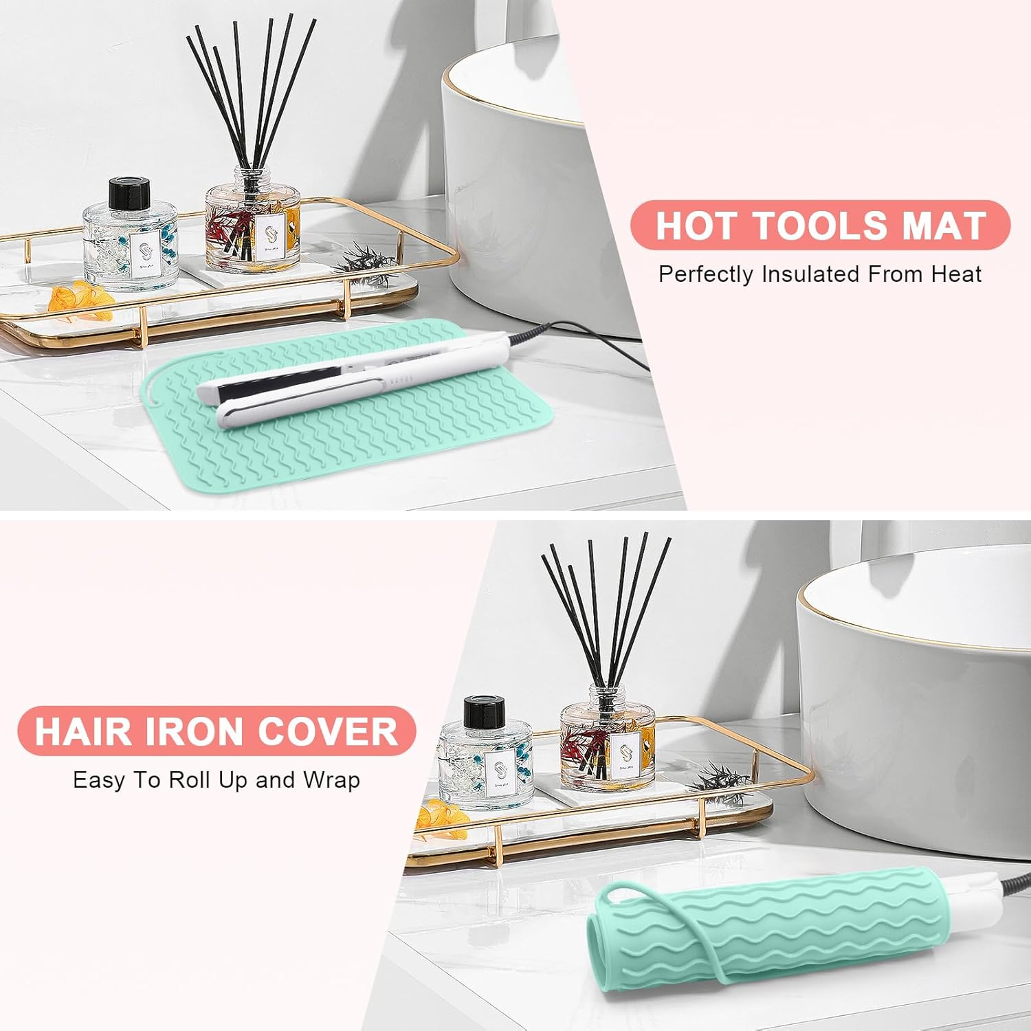 Plus Size Silicone Heat Resistant Mat, Portable Travel Hot Tools Pad Cover for Curling Iron, Flat Iron, Hair Straightener and Other Hair Styling Tools(12.0" X 9.0") image number 1