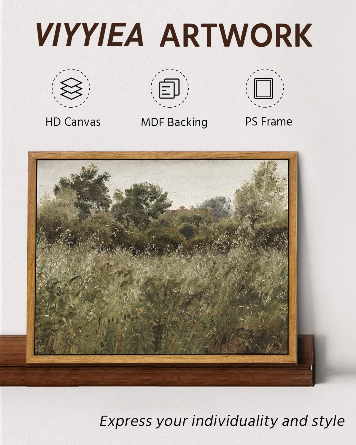 VIYYIEA Two Vintage Framed Wall Art, Country Road and Grassland Painting Decor Aesthetic, Small Canvas Print Artwork, Farmhouse Landscape Wall Pictures for Bedroom Barthroom, 9X11 Inch,Set of 2