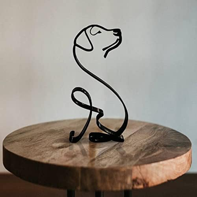 Metal Dog Minimalist Art Wall Sculpture, Abstract Metal Wire Geometric Dog Line Drawing Art Statue image number 1