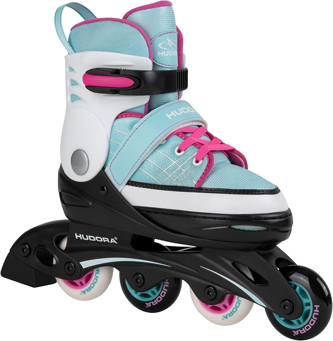 HUDORA Inline Skates Basic in Blue/Mint - Inliner for Children & Teenagers in Various Sizes - Roller Skates Adjustable up to 4 Sizes - Ideal as Entry Model