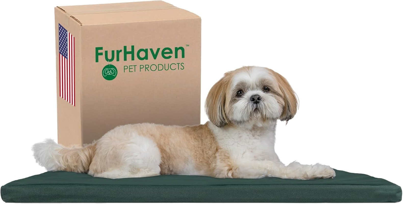 Furhaven Pet Kennel Pad | Reversible Two-Tone Water-Resistant Crate or Kennel Pad Pet Bed for Dogs & Cats, Green, Medium image number 5