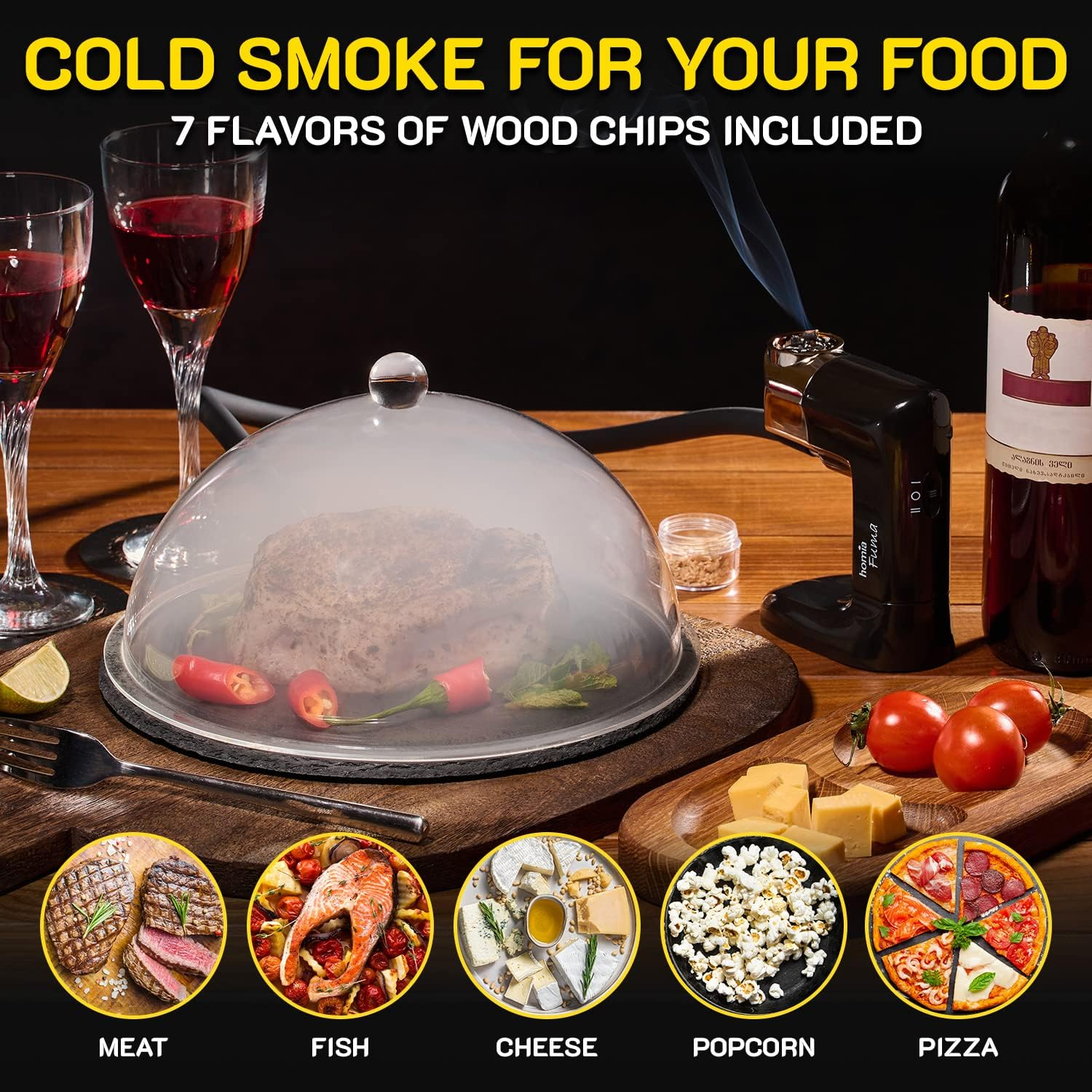 Cocktail Smoker Kit - Whiskey Smoker Kit - Smoke Infuser - Universal Kit, 14 PCS, Smoker Machine with Accessories and Wood Chips - Indoor Smoker - Gift for Men - Extended image number 6