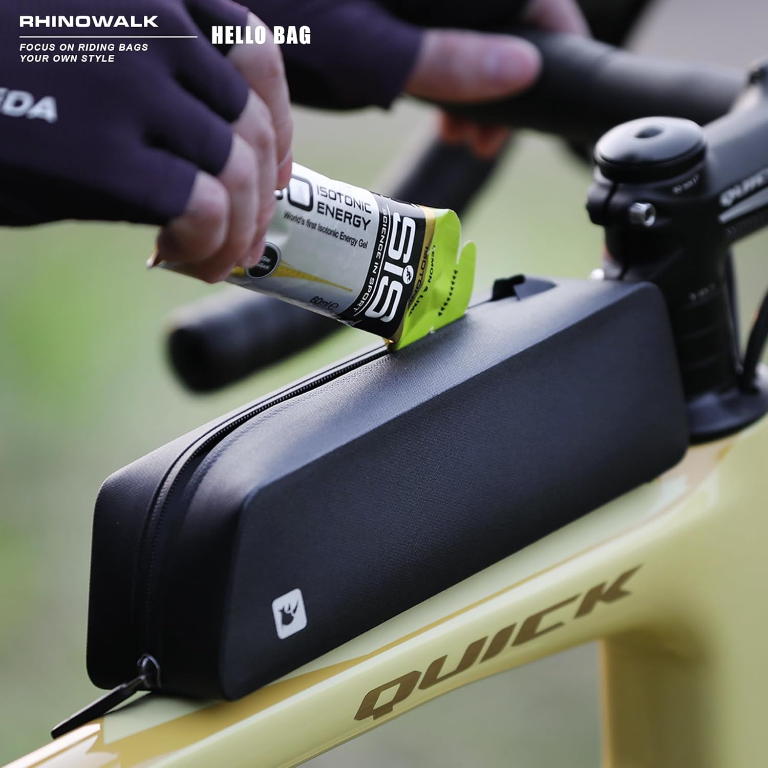 Rhinowalk Bike Top Tube Bag Bike Frame Bag with Magnetic Flap Fully Waterproof Slim Type Bicycle Bag Professional Cycling Accessories for Mountain Road Bike-Black image number 4