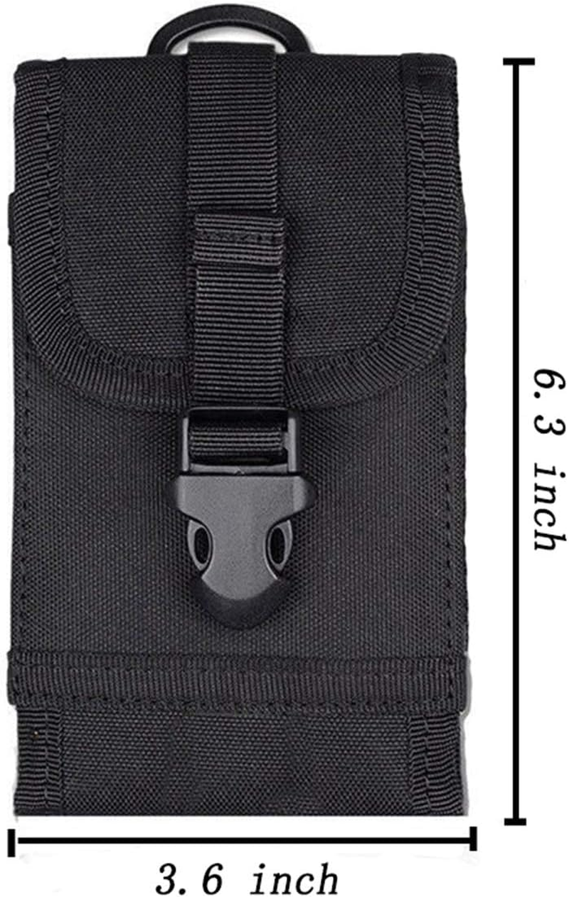 Outdoor MOLLE Tactical Military Pouch Army Black Waist Holster Smartphone Pouch Military 1000D Nylon Hook Loop Belt Phone Holster Phone with Slim Case image number 4