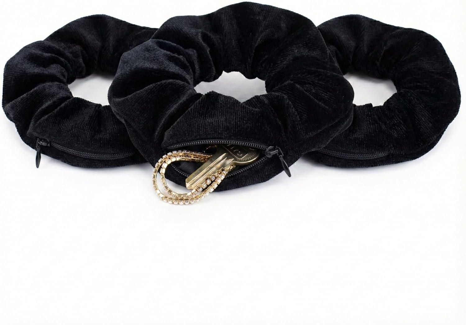 Evergreen Labs Secret Scrunchies Hair Scrunchies with Money Hideaway and Hidden Safe - Travel Gadgets for Women, Secret Hiding Place for Valuables, Hair Tie Pouch with Zip, Pack of 3 image number 6