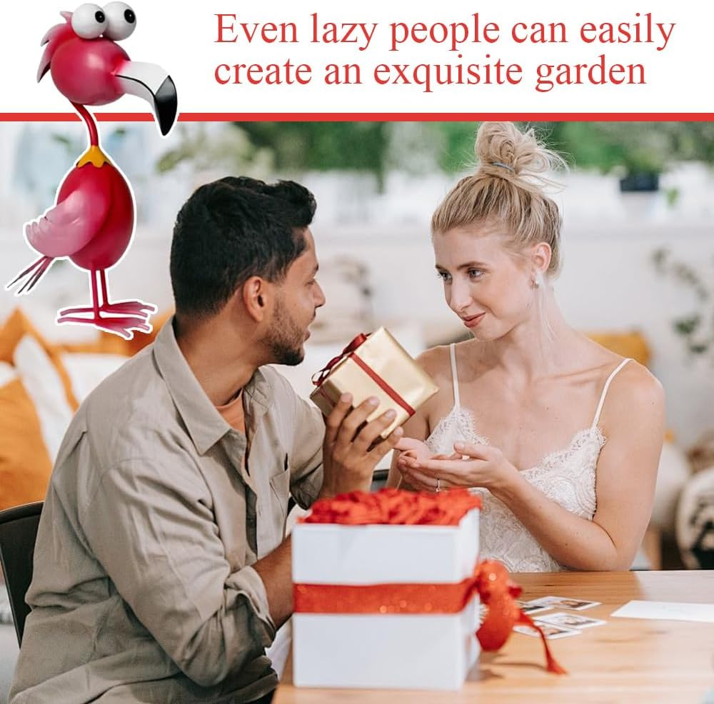 Flamingo Decor,Pink Flamingos Yard Decorations,Outdoor Garden Statue,Metal Flamingos Statue,For Yard Patio Backyard Porch,Parties Decorations,Lawn Ornaments image number 3