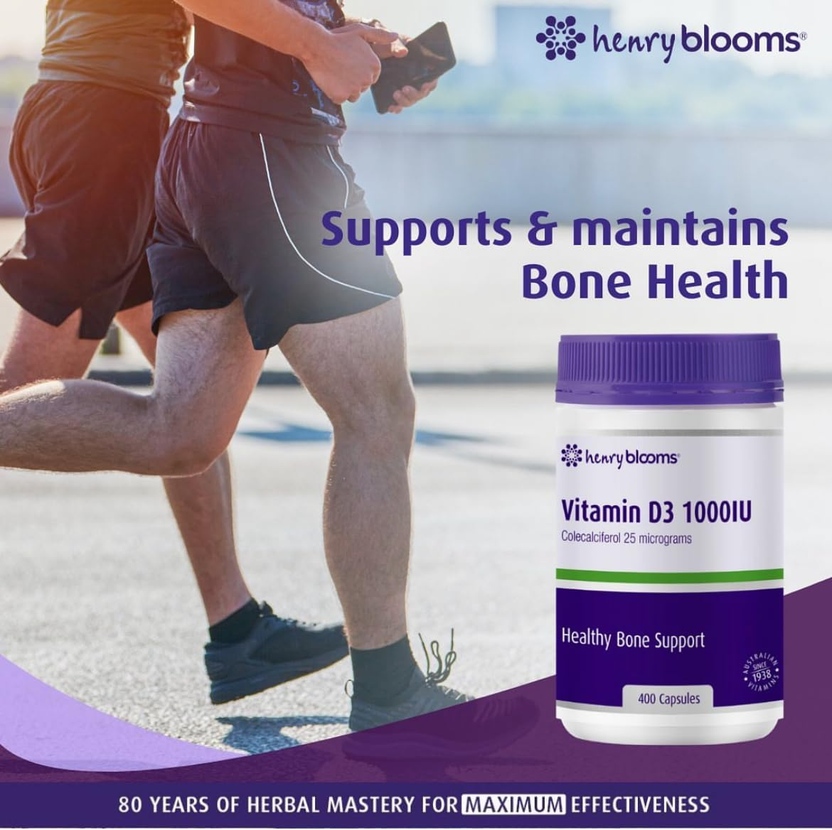 Henry Blooms 1000IU Vitamin D3, 400 CAPSULES, 0.2 Kilograms