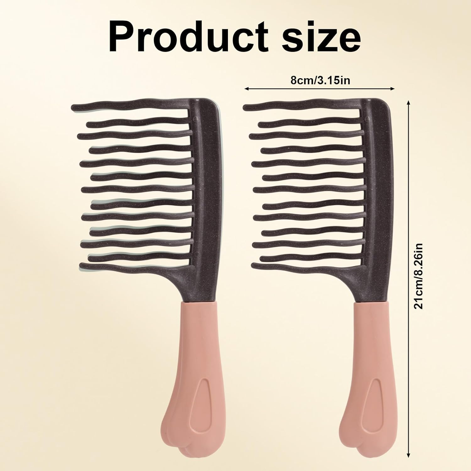 Fukaisu 2Pcs Wide Tooth Curly Hair Comb, Detangling Hair Brush with Double Row Wavy Tooth Design for Long/Thick Dry/Soggy Hairs for Women/Girl(Grey) image number 2
