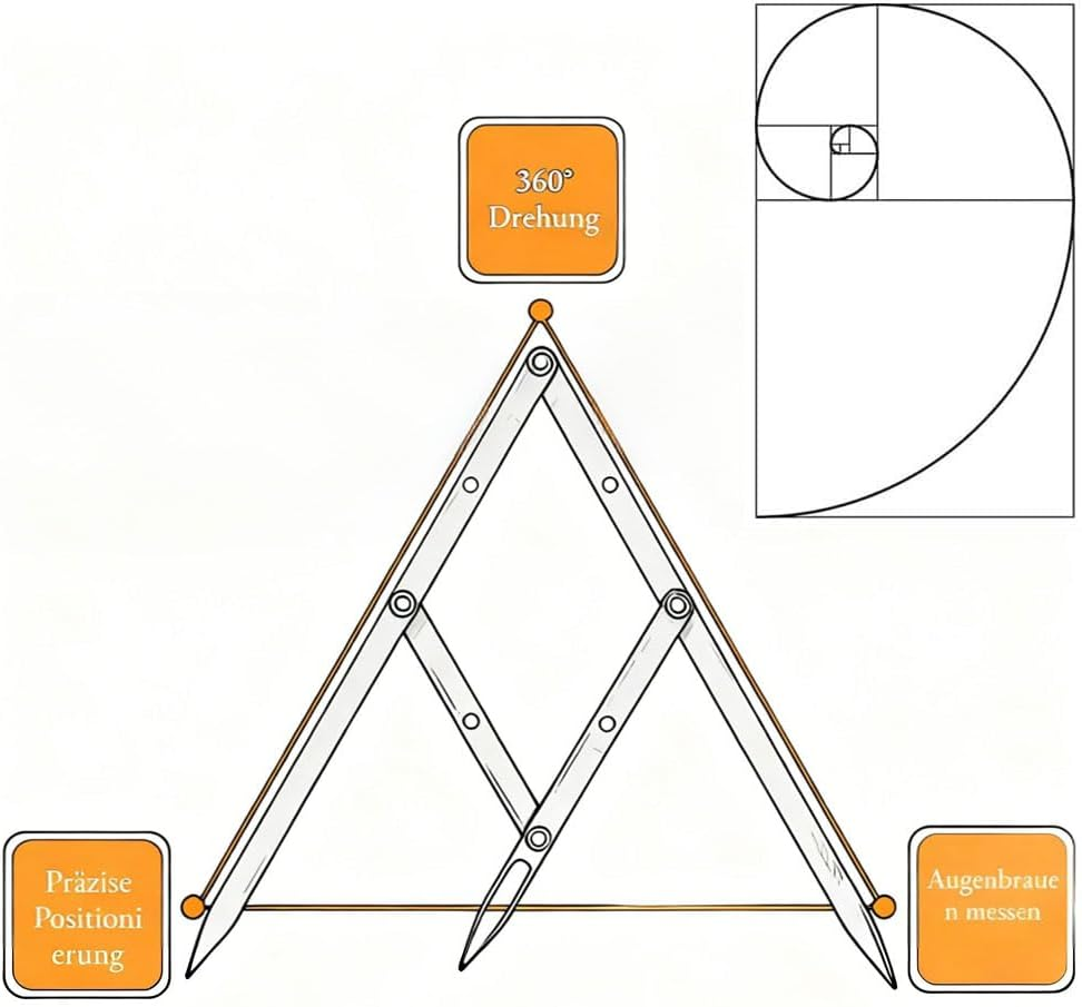 CYSFETENA Eyebrow Measuring Ruler, Foldable Stainless Steel Eyebrow Ruler with Golden Ratio for Precise Eyebrow Measurement, Ideal for Eyebrow Tattoo, Microblading Permanent Makeup image number 2