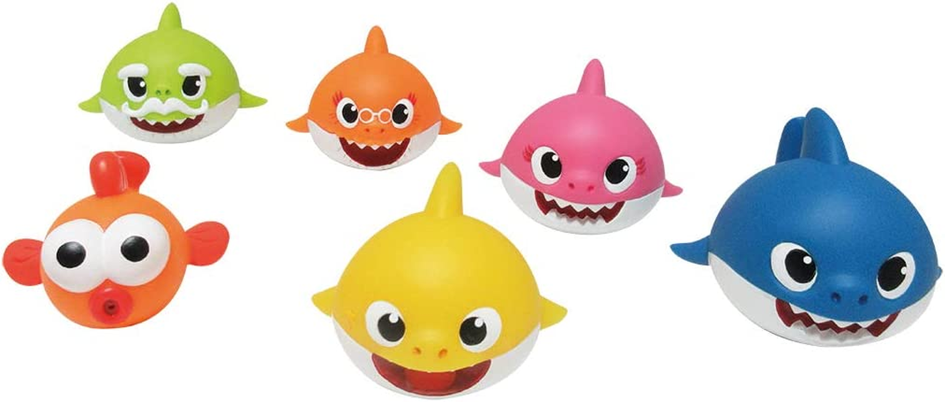 ODS 48821 Baby Shark Set of 6 Soft Bath Sharks, Multi-Colour image number 1