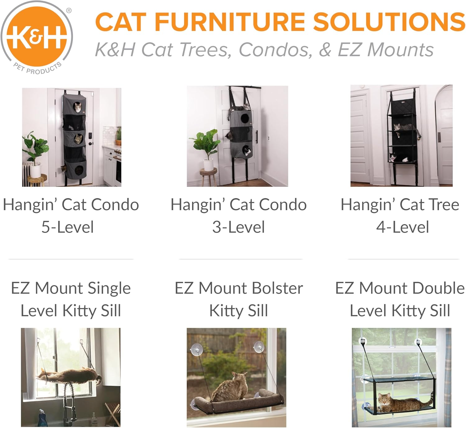 K&H Pet Products Hangin' Cat Condo Multi-Story Classy Gray 3 Story Condo image number 1