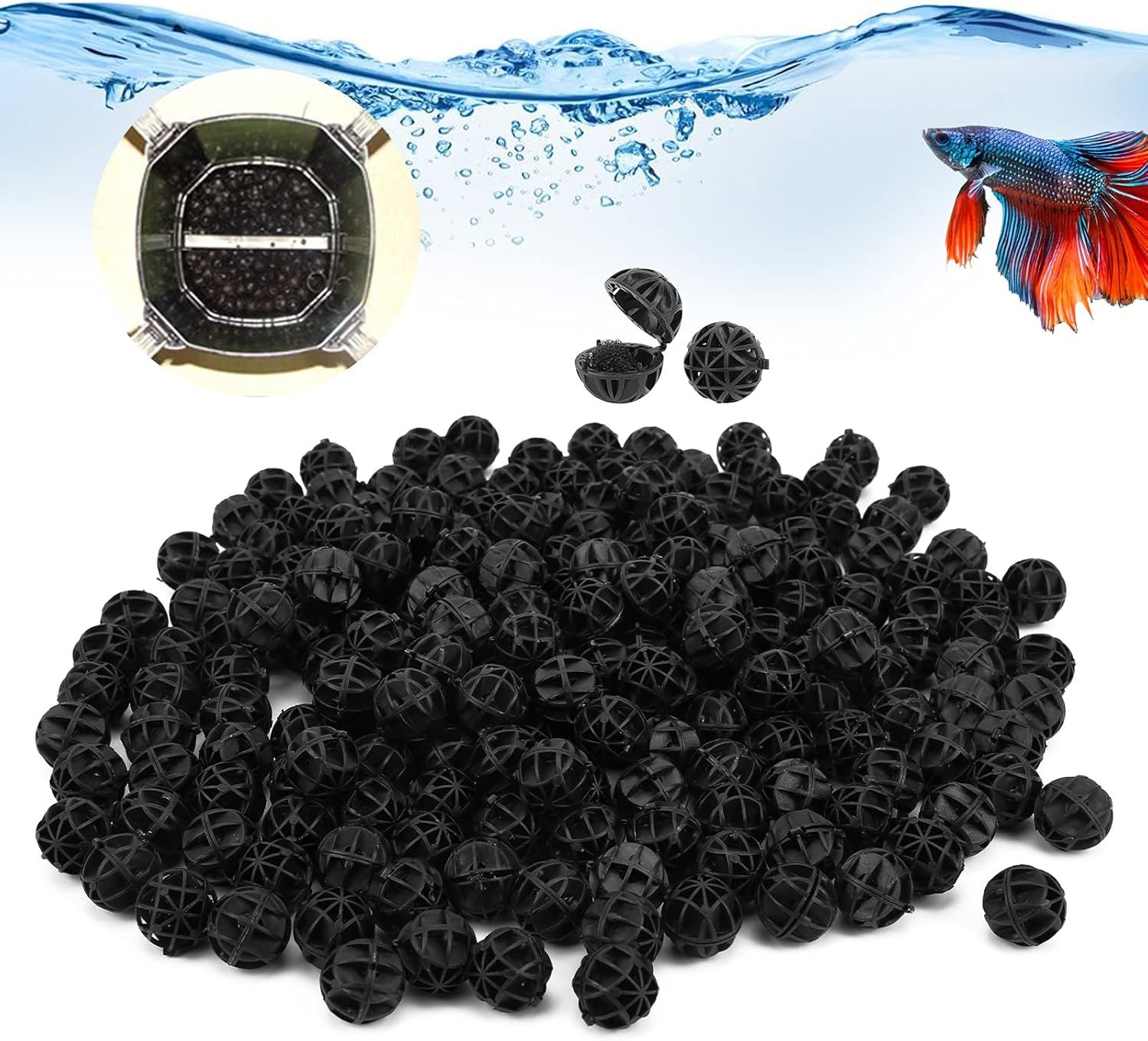 Biochemical Bioball with Porous Structure for Rapid Biological Growth, 100 Units, Ideal for Improving Water Quality in Aquariums (16Mm200Pcs) image number 3