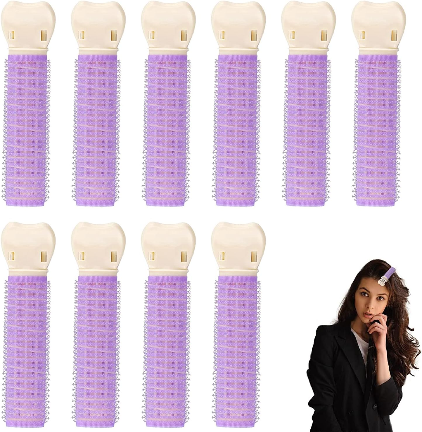 10 PACK Volumizing Hair Root Clips for Fluffy Hair Volume and Root Lift Tool - Heatless DIY Hair Curler for Long and Short Hair (Purple)