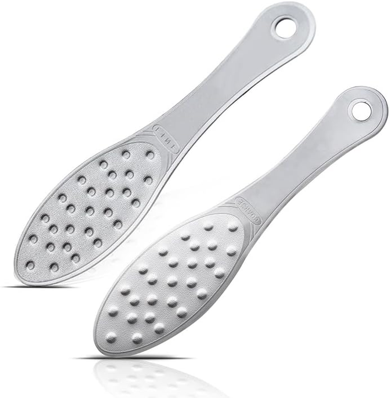Stainless Steel Foot File, Metal Foot Scraper, Professional Foot File Callus Remover Double-Sided Foot Rasp Scrubber Pedicure Foot Care Tools for Wet & Dry Skin Heel Grater for Feet (Silver, One Size) image number 2