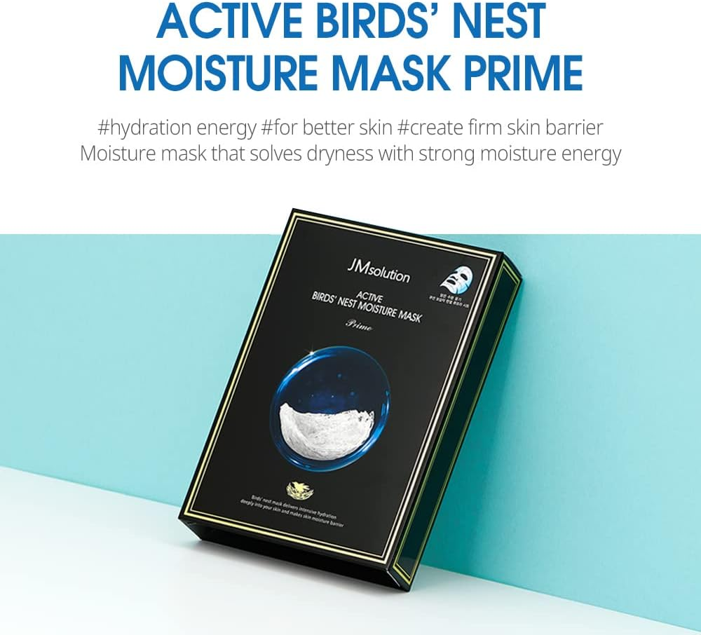 Jmsolution Active Birds' Nest Moisture Mask - Korean Skincare Facial Mask - Collagen 10 Sheets for All Skin Types image number 2