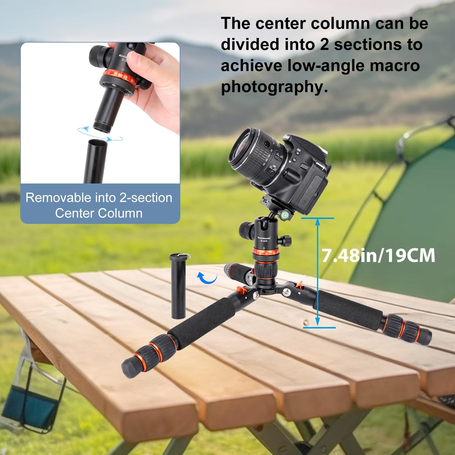 Koolehaoda Camera Mini Tripod 25Inch Portable Metal Tripod with 360&deg; Ball Head, 1/4" Arca Type Quick Release Plate for DSLR Camera Video Camcorder, Load up to 10KG - (Orange) image number 6