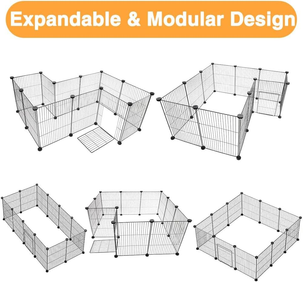 12 Panels Small Animal Playpen,Pet Playpen with Waterproof Mat,C&C Cage for Guinea Pigs,Puppy Play Pen,Bunny Playpen,Indoor Outdoor Portable Metal Wire Yard Fence image number 2