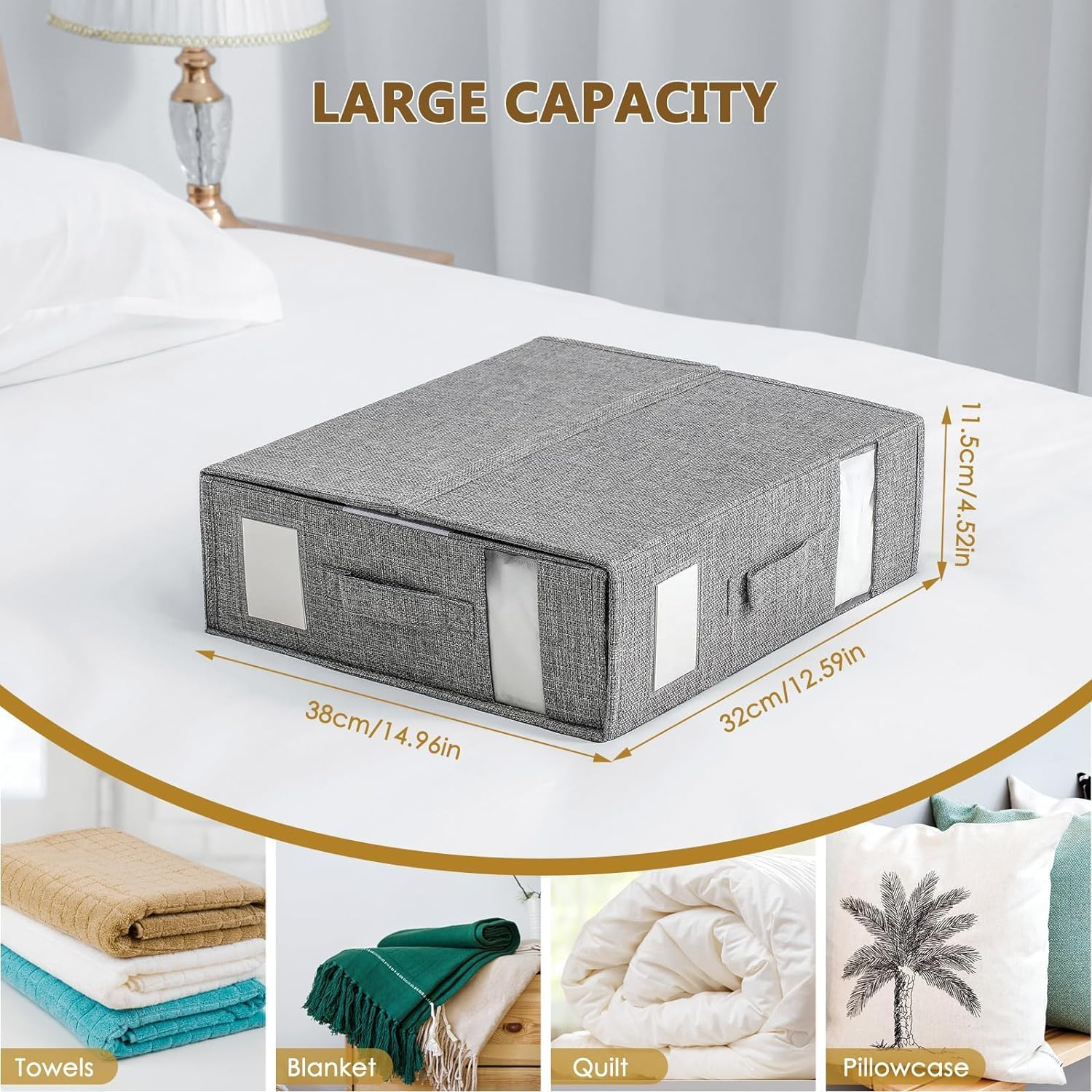 4 Pack Bed Sheet Organizers and Storage, Linen Closet Organizers and Storage, Sheet Folder Organizer with Window and Label, for Bedding Sheets, Covers, Pillowcase and Blanket image number 2