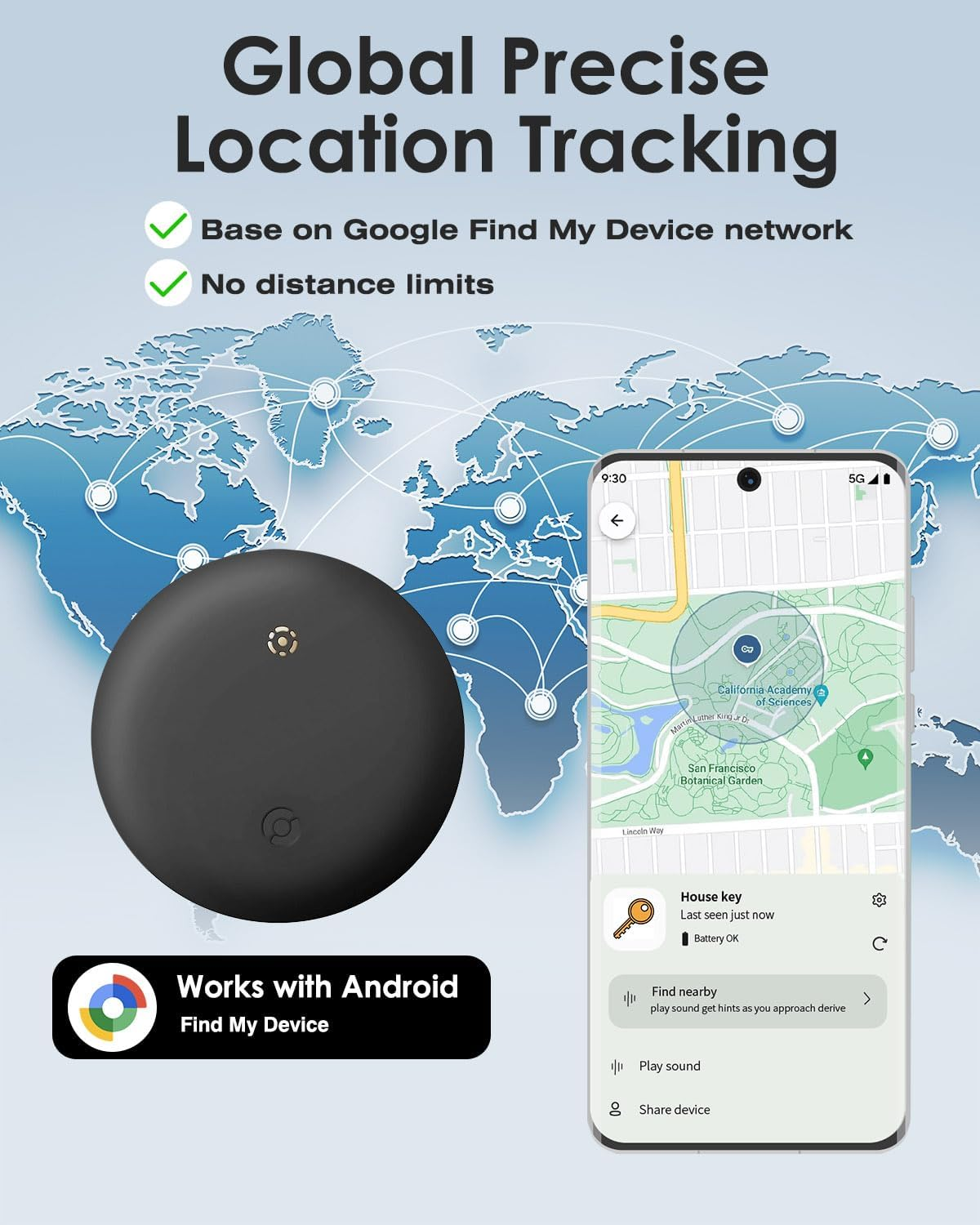 [2025 Android Tag] Bluetooth Tracker for Android Phones. Google Certified Item Locator, Smart Tracking Tag for Google Find My Device App. Finder for Keys, Luggage, Suitcase, Backpack and More-1 Pack image number 6