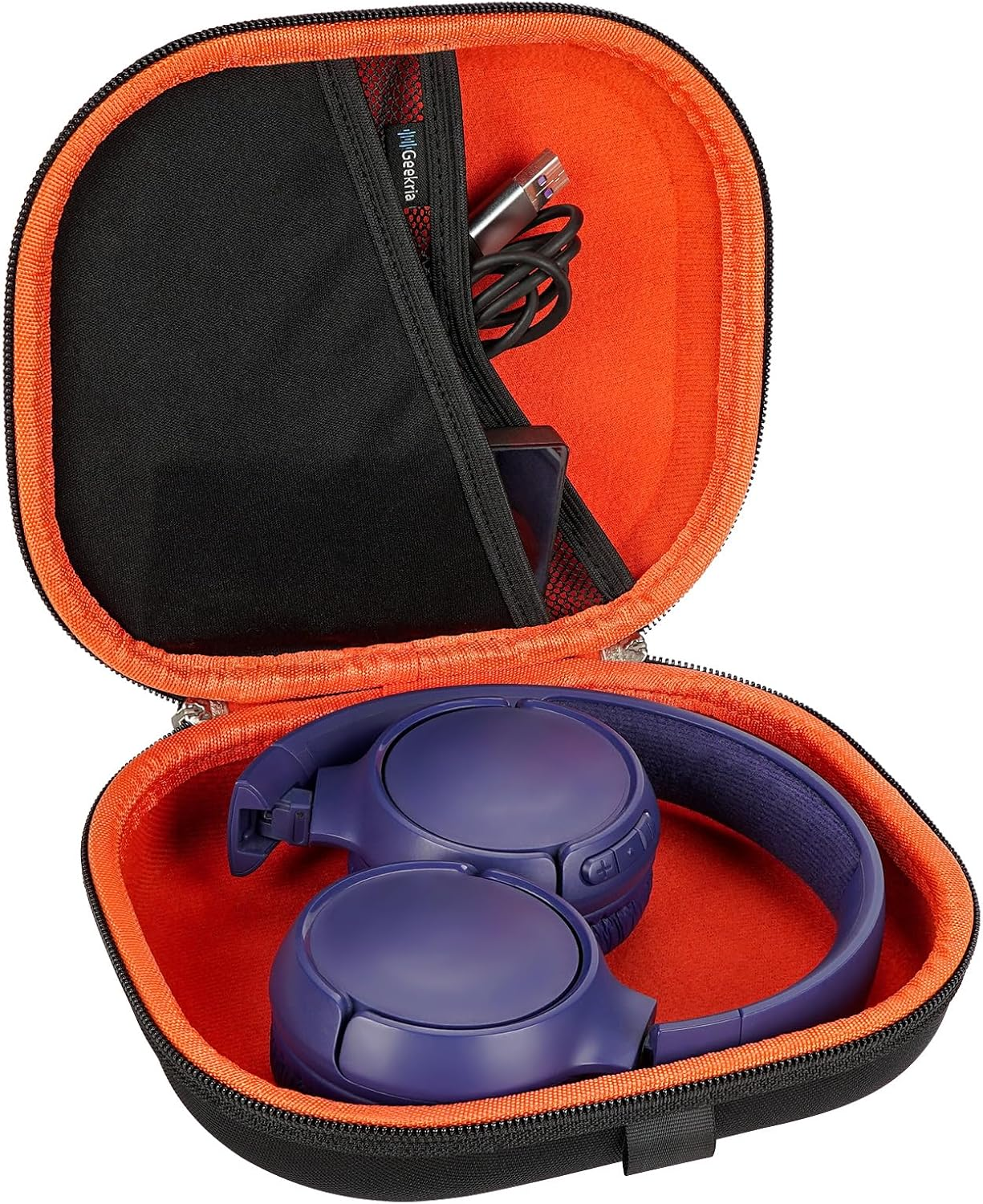 Geekria Shield Headphones Case Compatible with JBL Tune 510BT, Sony MDR-ZX600, Skullcandy Riff 2, Replacement Protective Hard Shell Travel Carrying Bag with Cable Storage (Black) image number 3